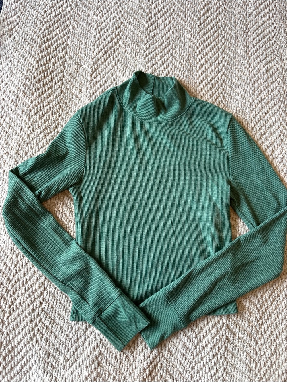 American Eagle Outfitters Forest Green Ribbed Mock Neck Long Sleeve Top